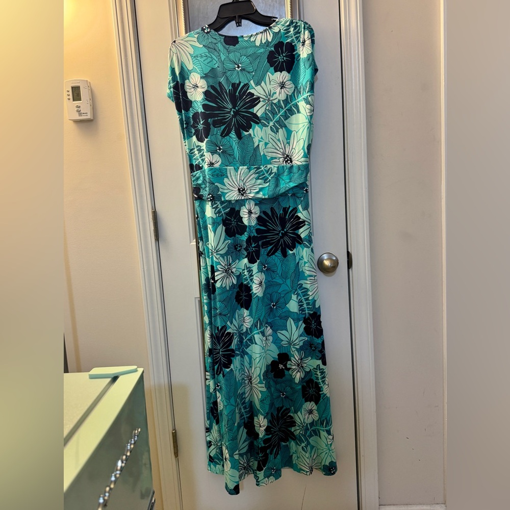 Lands' End Blue and White Floral Dress Size L - Picture 2 of 3